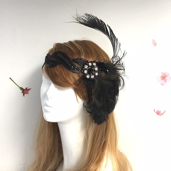 Black Flapper Girl Headpiece | Roaring 20 display picture 3