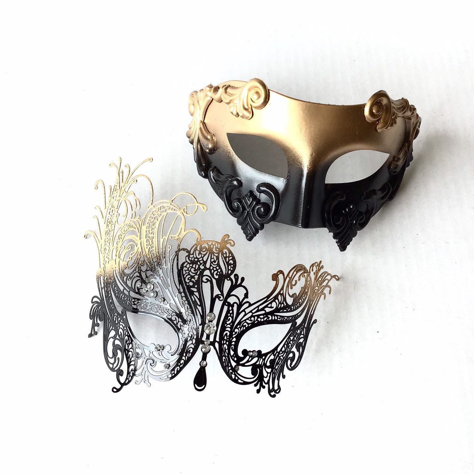 Couples Masquerade Masks Black and Gold ...