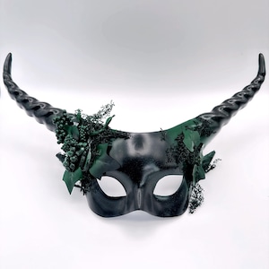 Masquerade mask woman Forest goddess mask nature creature mask long horns deer mask green wine moss masquerade ball masks photography props