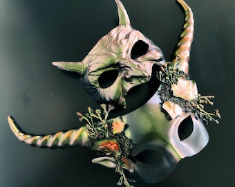 Fantasy Forest Faun Horned Couples Masquerade Mask