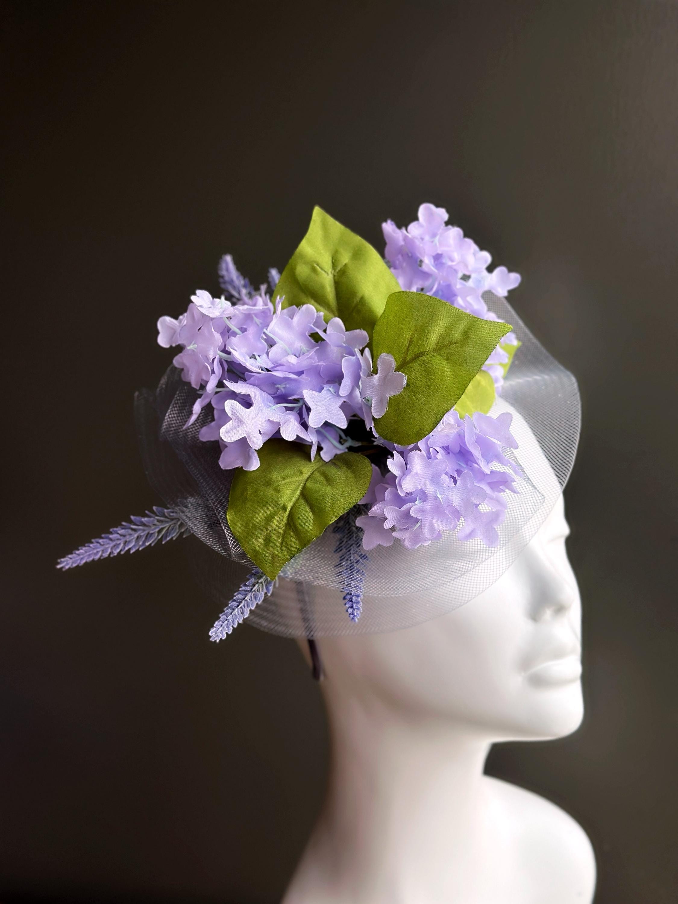 Kentucky Derby Hat Lavender Purple Floral Fascinator Flower Headband Statement Lavender Kentucky Derby Hat - Etsy main image 4