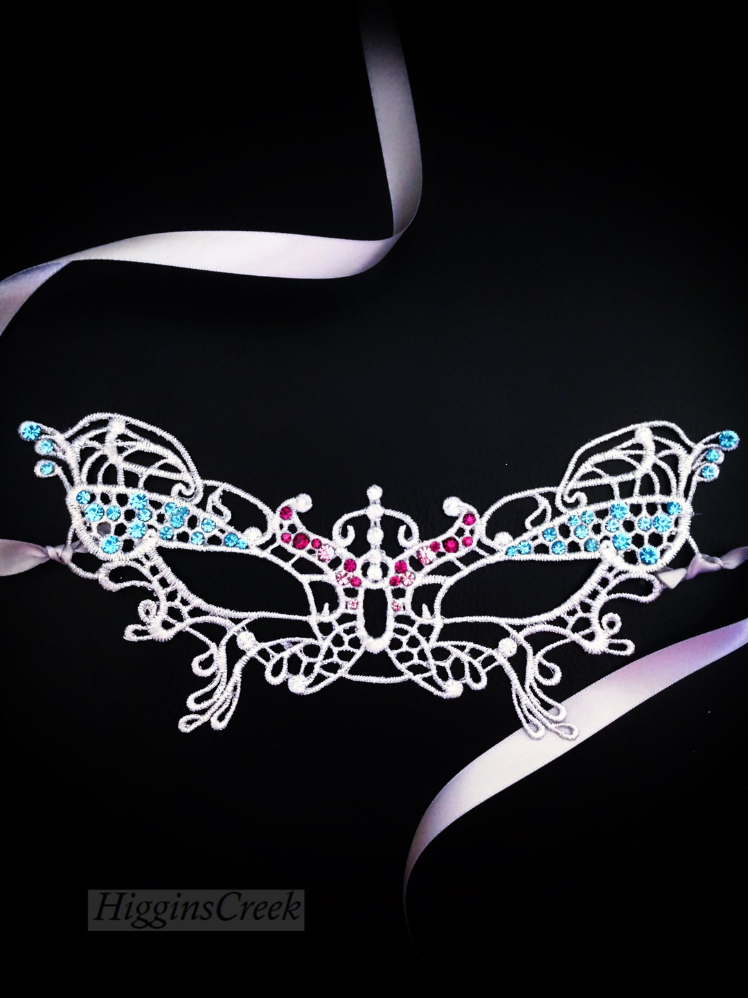 White Lace Masquerade Mask, Elegant Jeweled Lace Mask, Womens Mask ...