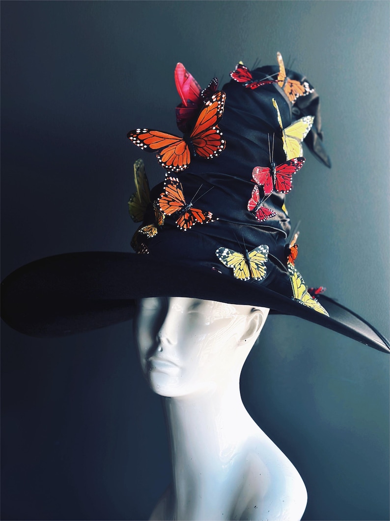 Cappello da strega nero, cappello da strega, cappello da mago, cappello a punta, cappello a tesa larga, mago, stregone, stregone di Halloween, cappello alto, stregoneria di Halloween immagine 14