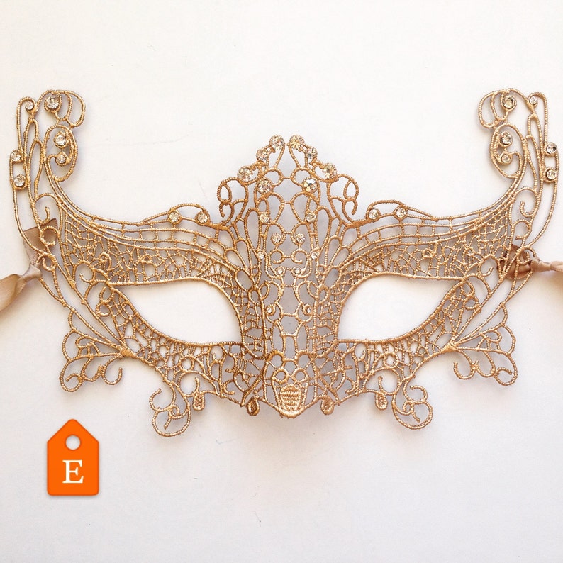 Fox Masquerade Mask Women, Mardi Gras Mask, Phantom Mask Crystals, Lace Masks Gold MORE COLORS CUSTOM masks by HigginsCreek image 2