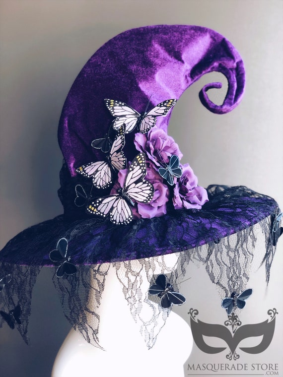 Purple Witch Hat Floral Witches Hat Halloween Witch Costume  display picture 2