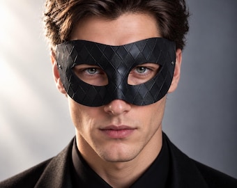 Black Diamond Masquerade Mask, Textured Venetian Eye Mask for Masquerade Ball