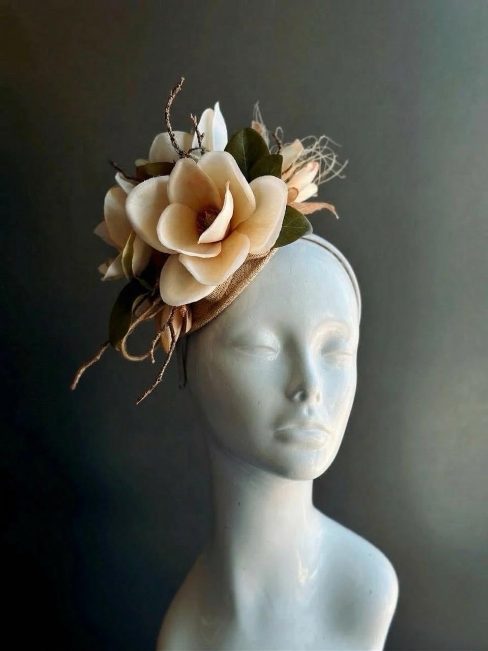 Vintage Floral Hair Band Coronation /Derby head Band hand crafted o/p $75 Blush Kentucky Derby Hat Fascinator Crystal Rhinestone Jewel  main image 4
