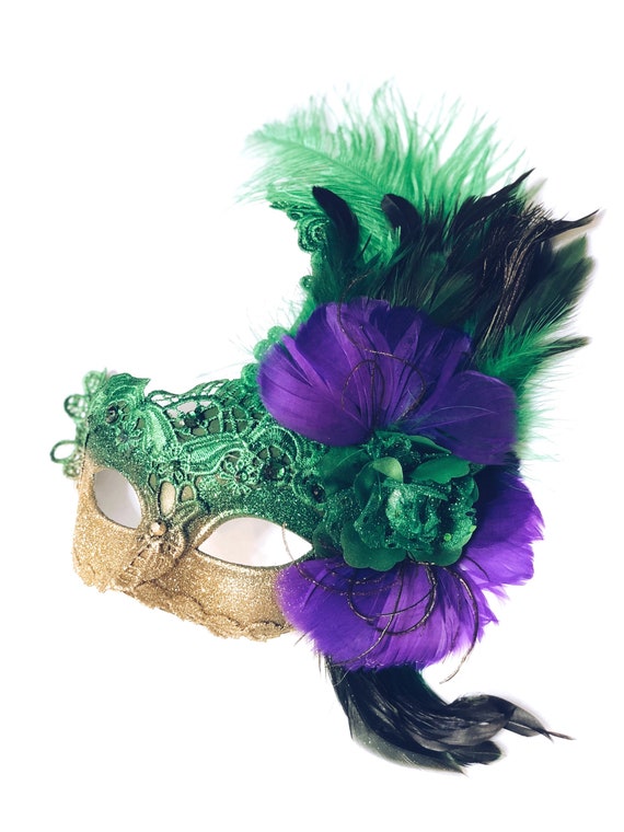 Carnival Purple Green Gold+feathers G F Eye Masks Unisex Carnival Purple Green Gold+feathers G F Eye Masks Unisex