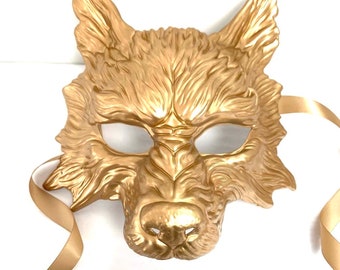 Gold Wolf Mask - Animal Masquerade Party