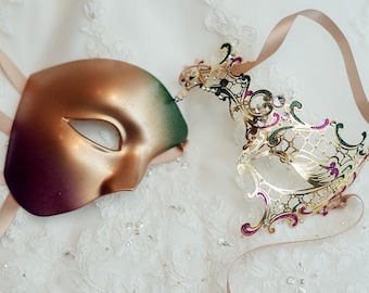 Karneval halb Gesicht venezianische filigrane Maskerade Maske Paar