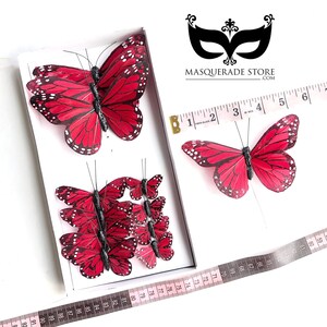 Red Craft Butterflies, Artificial Butterflies, Butterfly for DIY Craft, Feather Butterfly, 3 Sizes, Feather Butterflies, Decorations