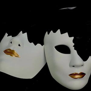 Masquerade mask venetian mask mouth guard jaw mask with gold lip DIY mask Plain mask blank mask mask base for painting