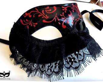 Sexy Red Lace Masquerade Mask, Womens Masquerade Mask, Lingerie Mask, Masquerade Party, Masked Ball, Costume Party Mask, Elegant Mask