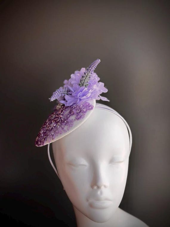 Lavender Fascinator Hat Purple Flower Headband Womens Hat 