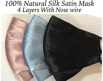 Mulberry Silk Mask - Made in U.S.A - Same Day Dispatch - Face Mask - Reusable Mask - Gift for Him - Gift for her - Black SILK Face Mask