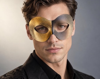 Silver Gold Masquerade Mask, Two Tone Venetian Eye Mask for Masquerade Ball