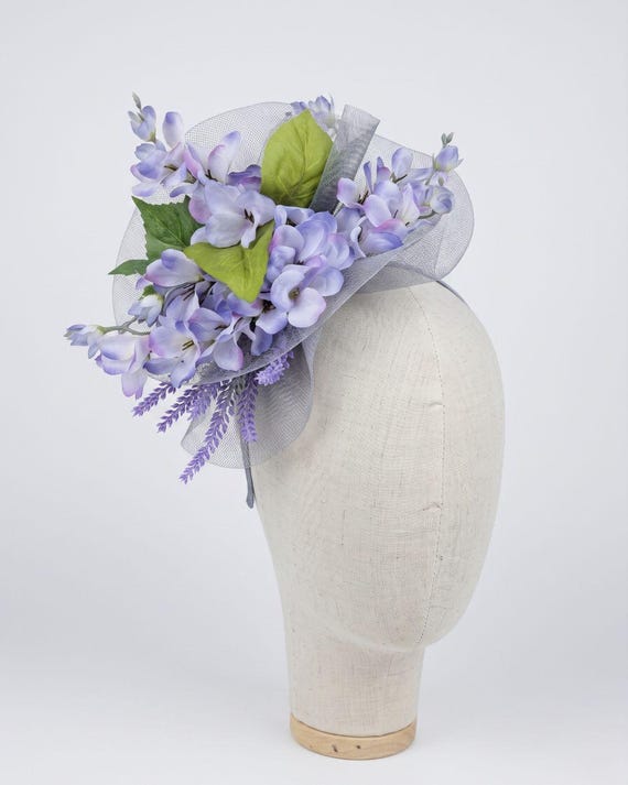 Lavender Hydrangea Fascinator Hat Flower Headband Spring Tea  display picture 1