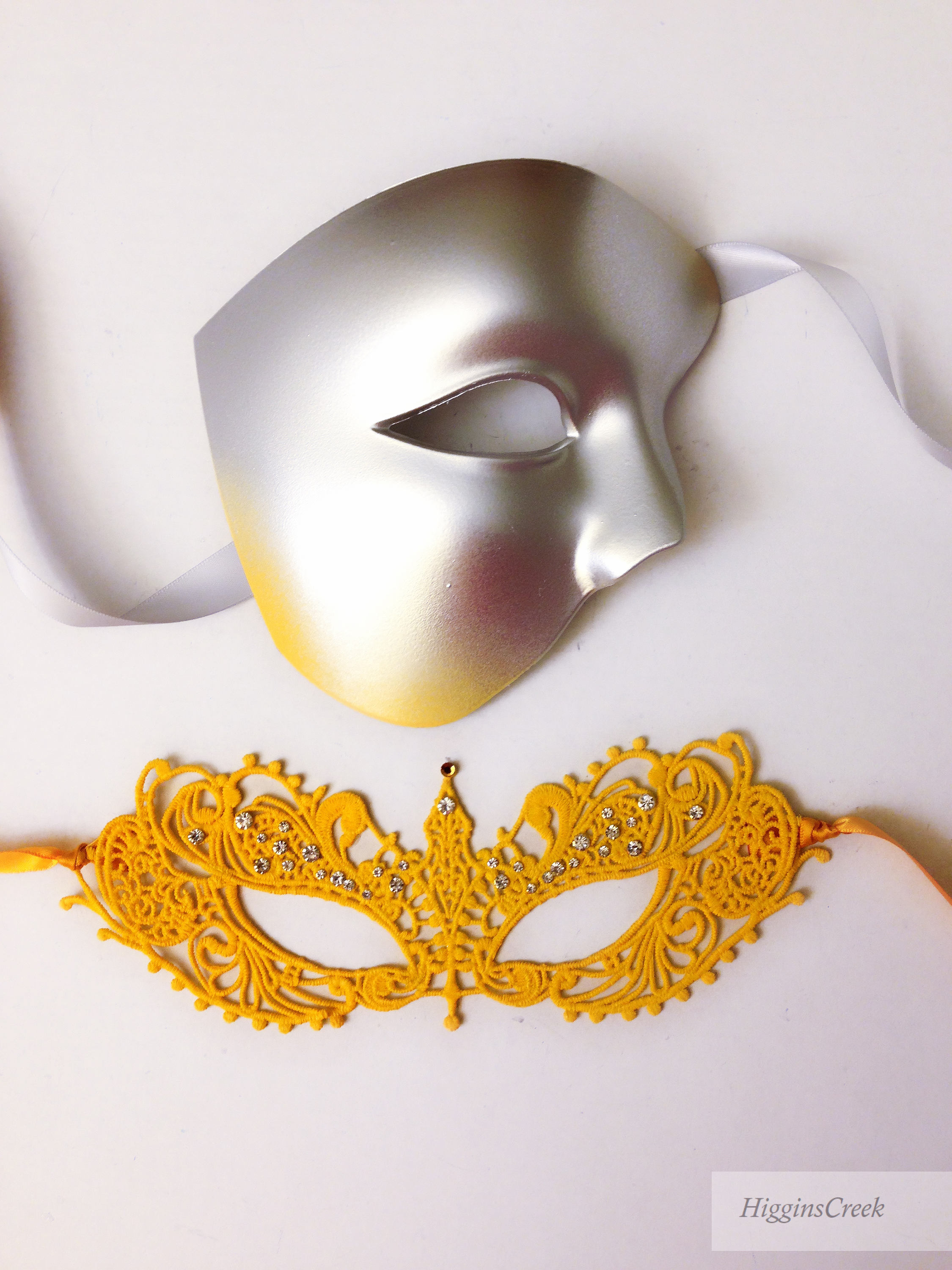 Yellow Masquerade Mask Set His & Hers Masquerade Mask Gold Etsy