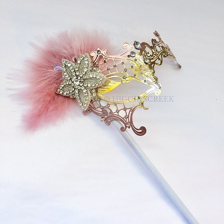 Rose Gold Masquerade Mask on Stick - Etsy