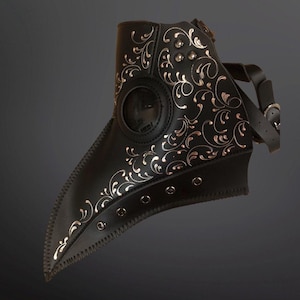 Plague doctor mask leather plague mask halloween mask with goggles gears adjustable buckle image 2