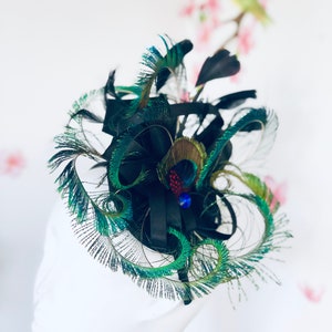 Peacock fascinator hat womens peacock Hat Tea party Hat peacock headband cocktail Hat derby Fascinator