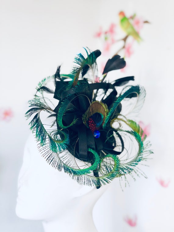 Peacock Fascinator Hat Womens Peacock Hat Tea Party Hat  display picture 1
