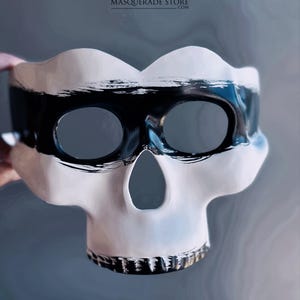 Scary Black and White Skull Mask for Halloween Masquerade, Gothic Horror Cosplay Mask for Men Women, Devil Skull Costume Face Mask