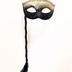 Gold Mens Mask, Black Mens Masquerade Mask for Men, Silver Venetian Mask for Men image 3