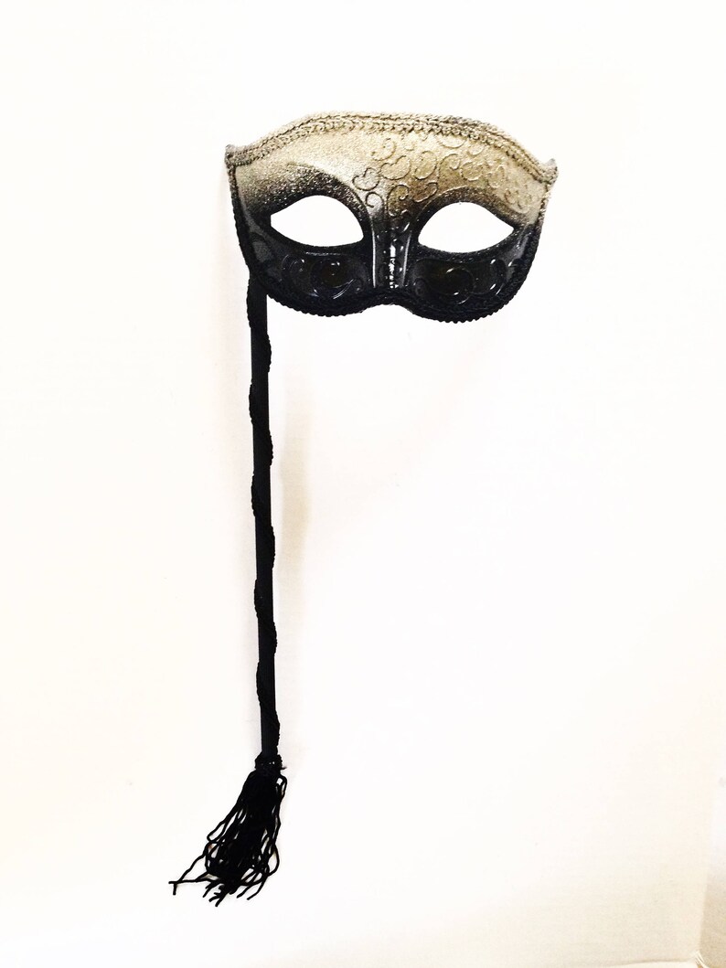Gold Mens Mask, Black Mens Masquerade Mask for Men, Silver Venetian Mask for Men image 3