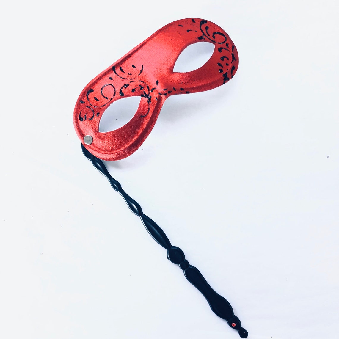 Simple red hand held stick mask unisex masquerade masks on Etsy