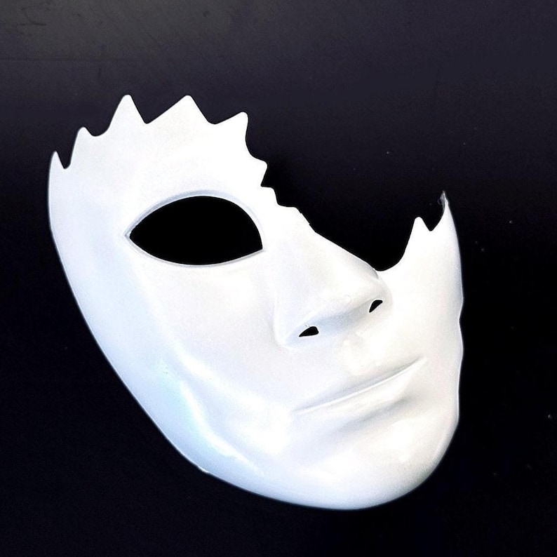 DIY MASKE - Halbes Gesicht / rissiges Gesicht, Rohmasken für Selbermachen, weiße einfarbige Masken für Erwachsene HalfFace w/ RightEye