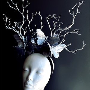 Silver Nature Crown, woodland Forest headpiece, tree branch Magical Headpiece, Forest Headband, deer antler Headpiece, nature headpiece