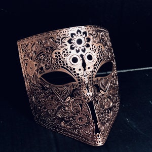 Gold masquerade mask men Bauta mask Full face metal mask Halloween Mask  Roman mask Warrior God Mask Masquerade Ball Mask Cosplay Costume