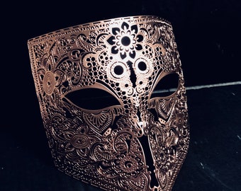 Gold masquerade mask men Bauta mask Full face metal mask Halloween Mask  Roman mask Warrior God Mask Masquerade Ball Mask Cosplay Costume
