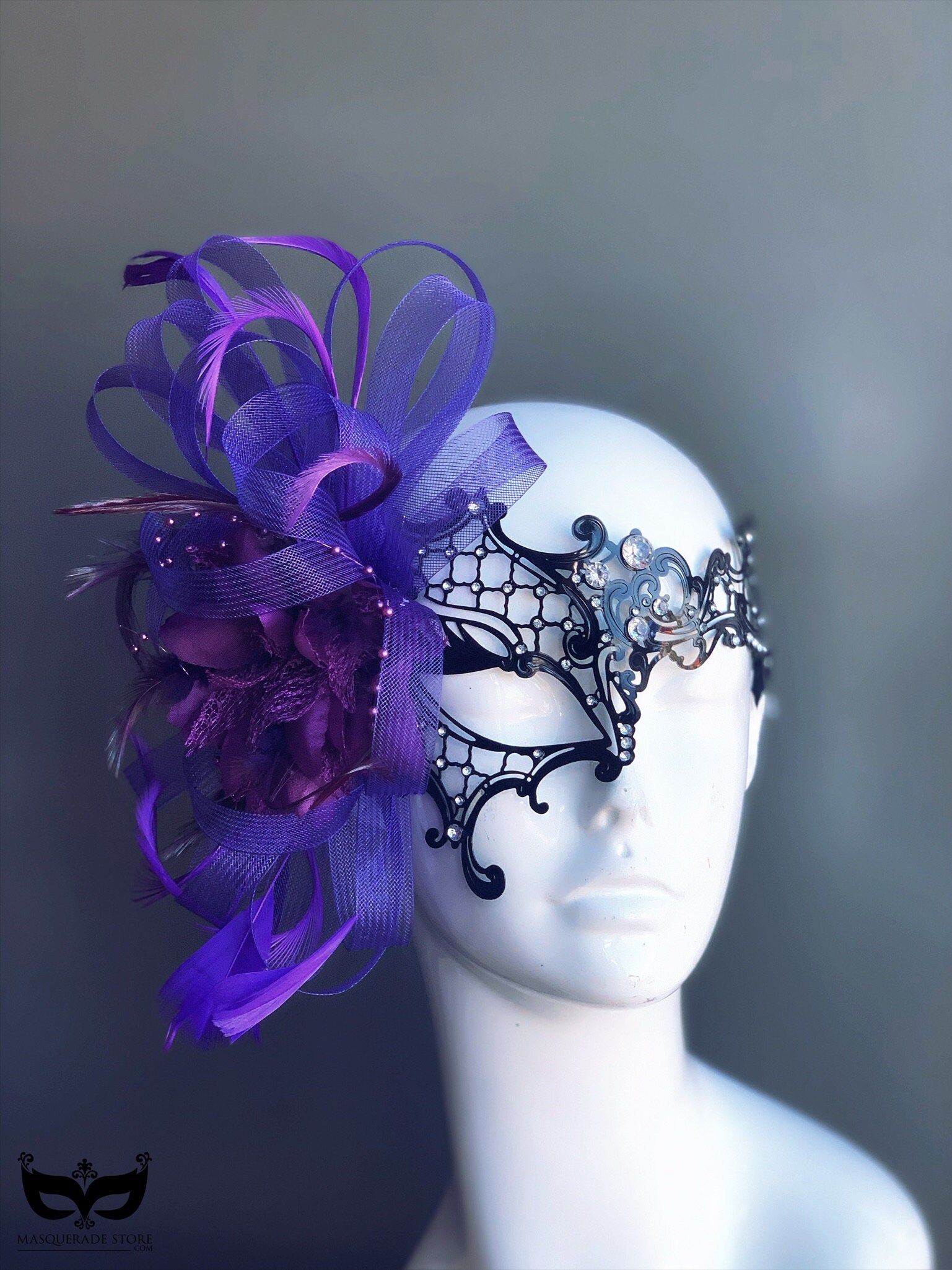 Seglorwy Damen Maskerade-Maske – Venezianische Schmetterlingsmaske In Lila-Gold, Mit Strass, Für Halloween & Bälle