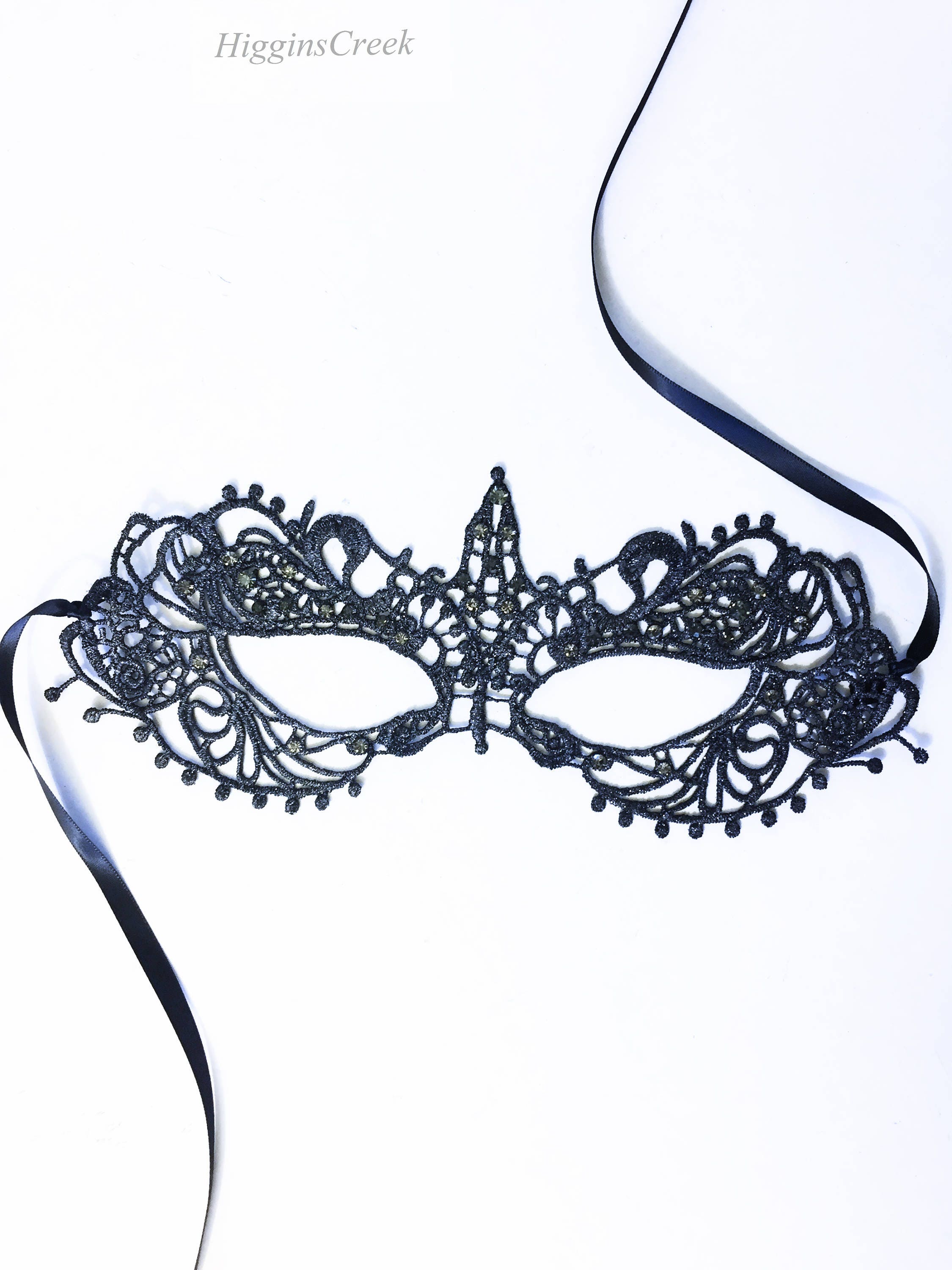 Black Lace Masquerade Mask With Black Feathers Masked Ball Women's