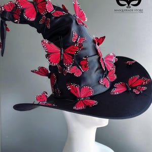 Adult Halloween Witch Costume Black Pointy Wide Brim Witch Hat image 13