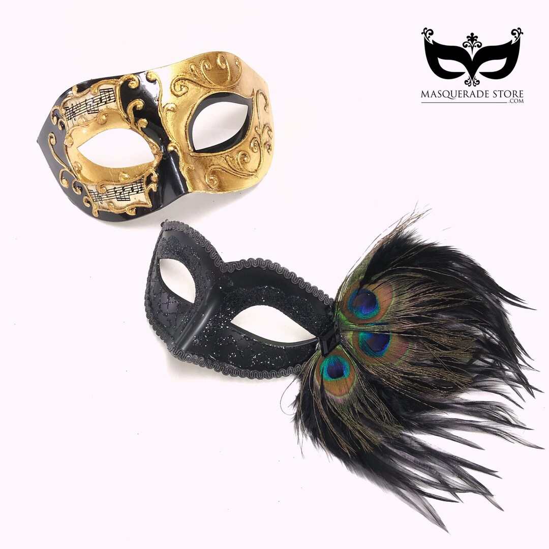 Black Gold Masquerade Party Masks Masks Costume Etsy