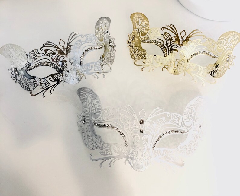 Metal masquerade masks couples venetian masks masquerade ball mask set his and her masks by HigginsCreek