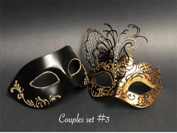 Black Gold Masquerade Masks Couples Party Masks Masquerade - Etsy