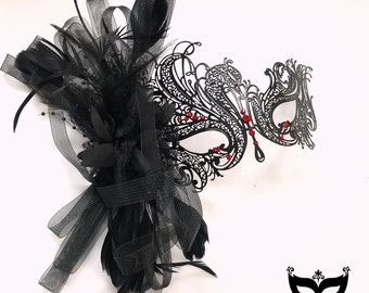 Black Womens Masquerade Mask, Prom, Masquerade Ball, Valentines Day, Costume Party, Masquerade Party, Elegant Mask, Wedding, Metal Mask