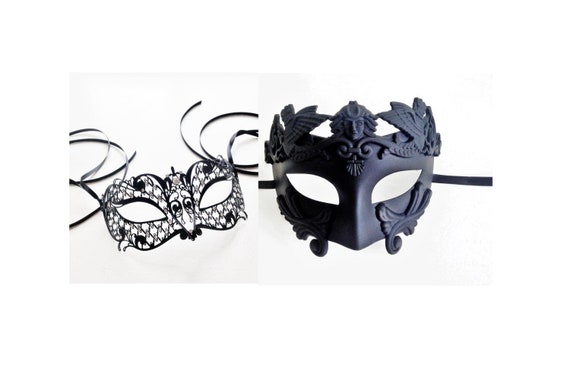 Couples Black Masquerade Mask Gladiator Mens Mask Metal Mask Etsy