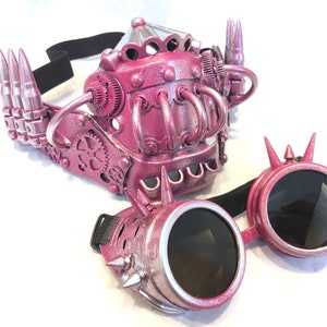 Steampunk Mask, Steampunk Gas Mask Goggles, Distressed Steampunk Respirator Gas Mask with Tubes, Spikes image 1