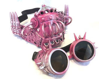 Steampunk Mask, Steampunk Gas Mask Goggles, Distressed Steampunk Respirator Gas Mask with Tubes, Spikes