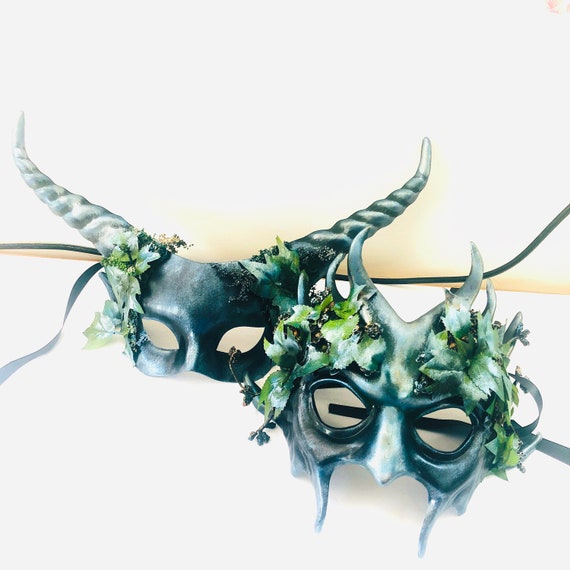 Guardian Of The Forest Masquerade Mask Feathers Antlers Deer Fantasy Accessory