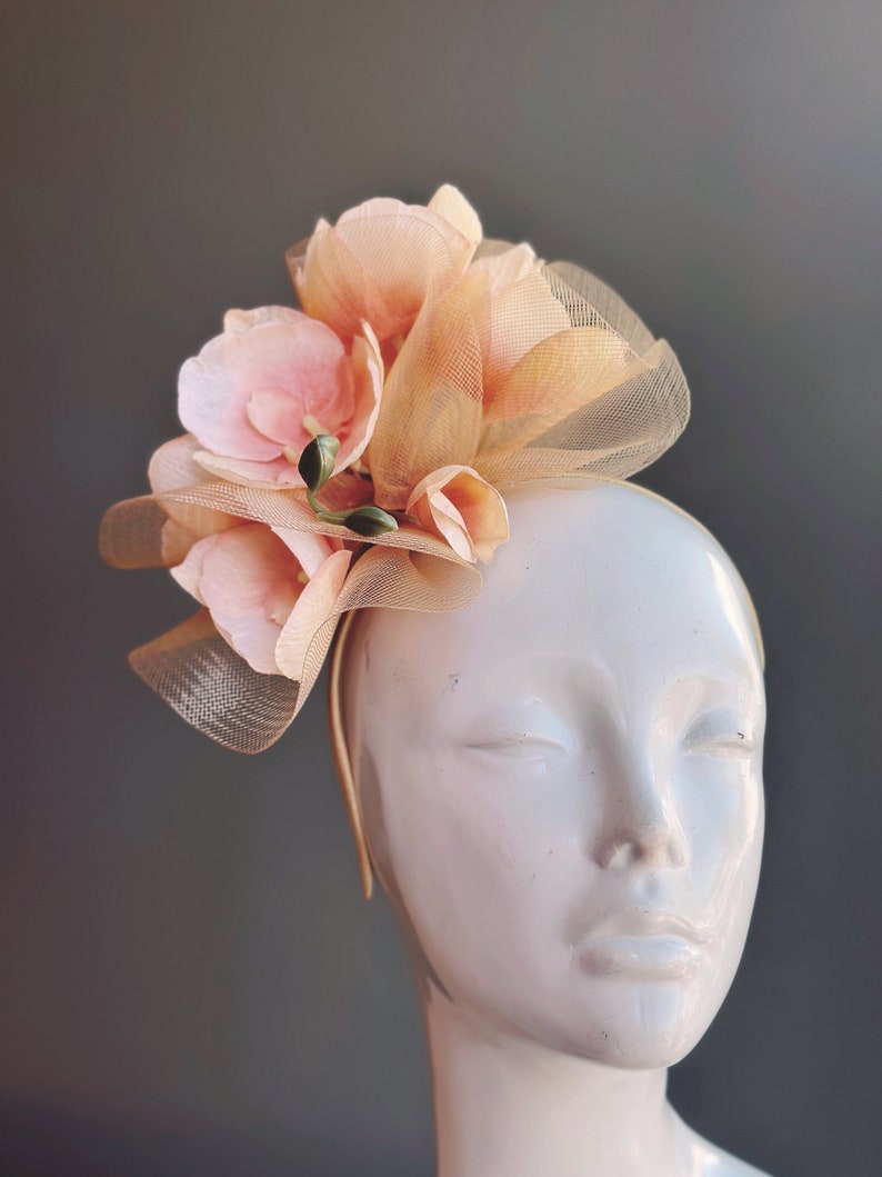 Fascinator Hat Magnolia Headband for Women, Tea Party Hat, Flower Headpiece Accessory image 6