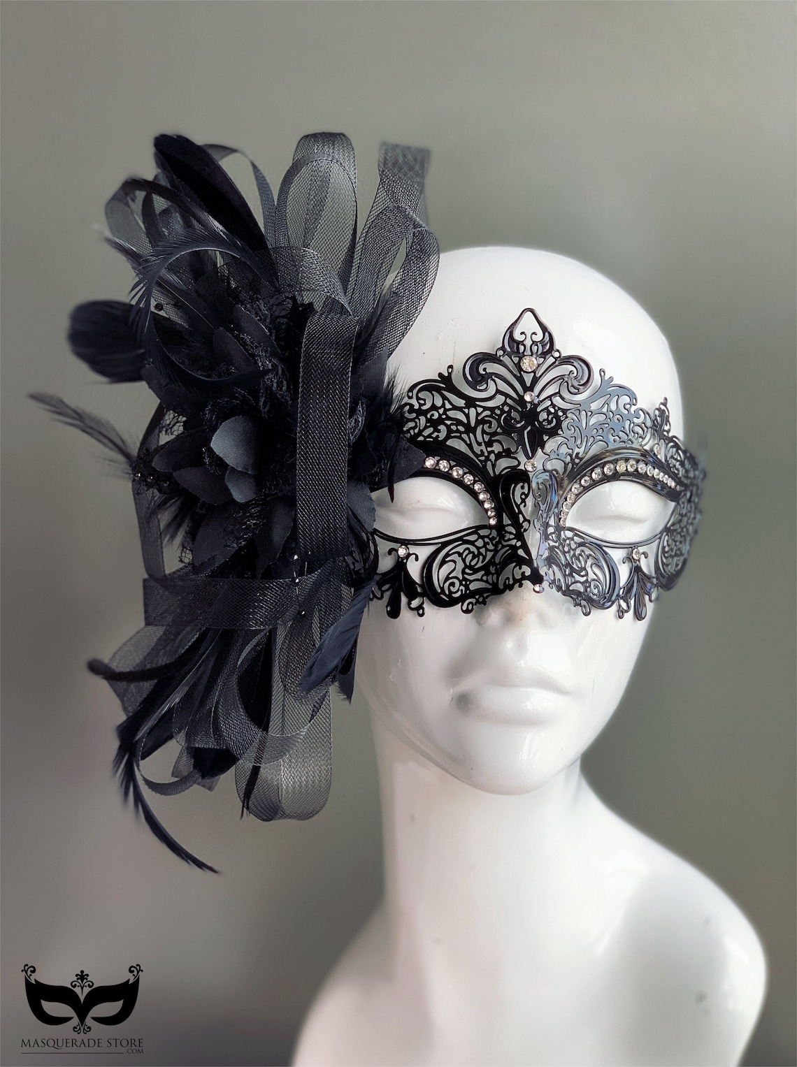 Black Metal Masquerade Mask Womens Masquerade Mask Etsy