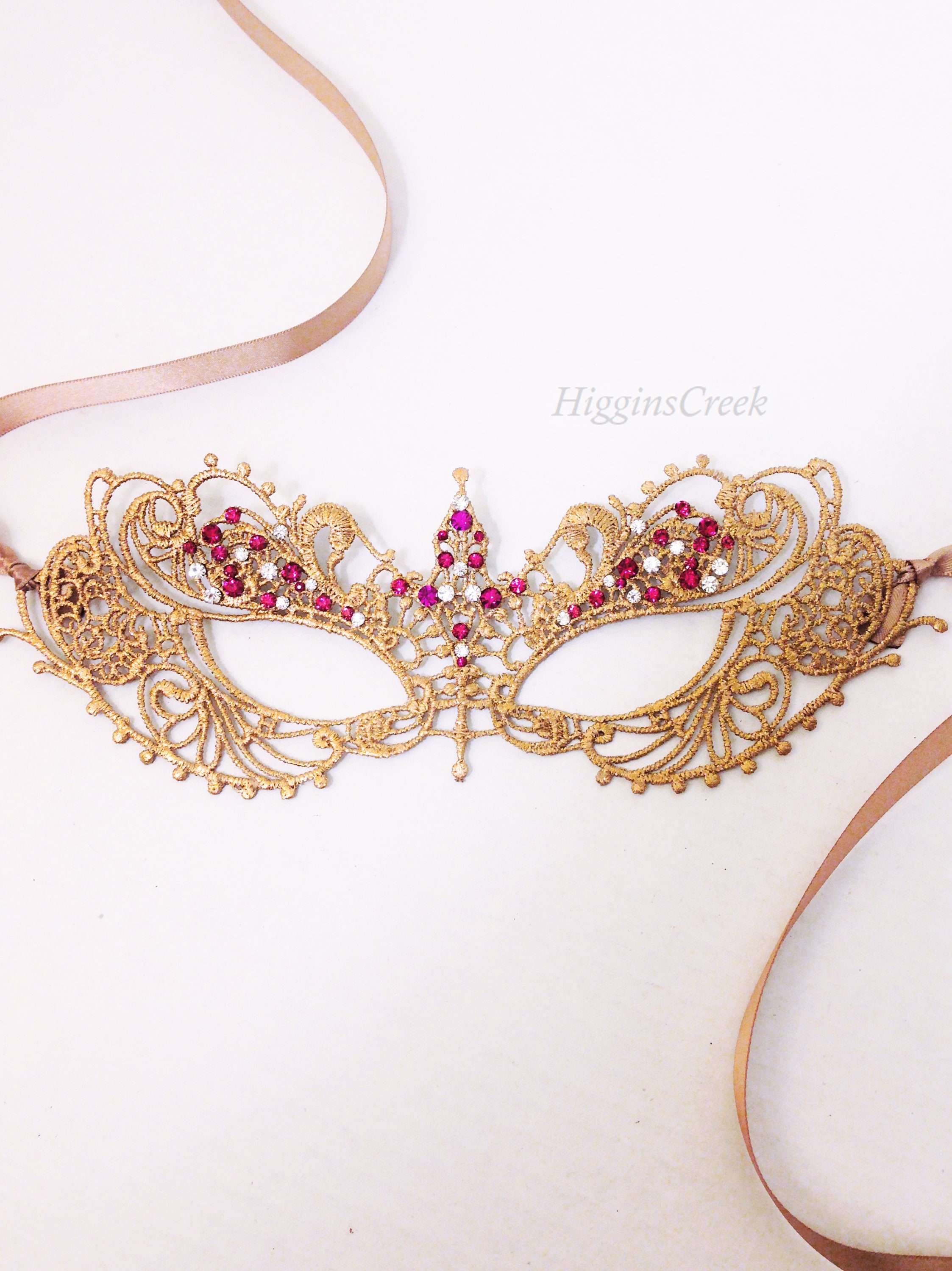 Fuchsia Pink Jeweled Masquerade Mask for Women Masks for | Etsy