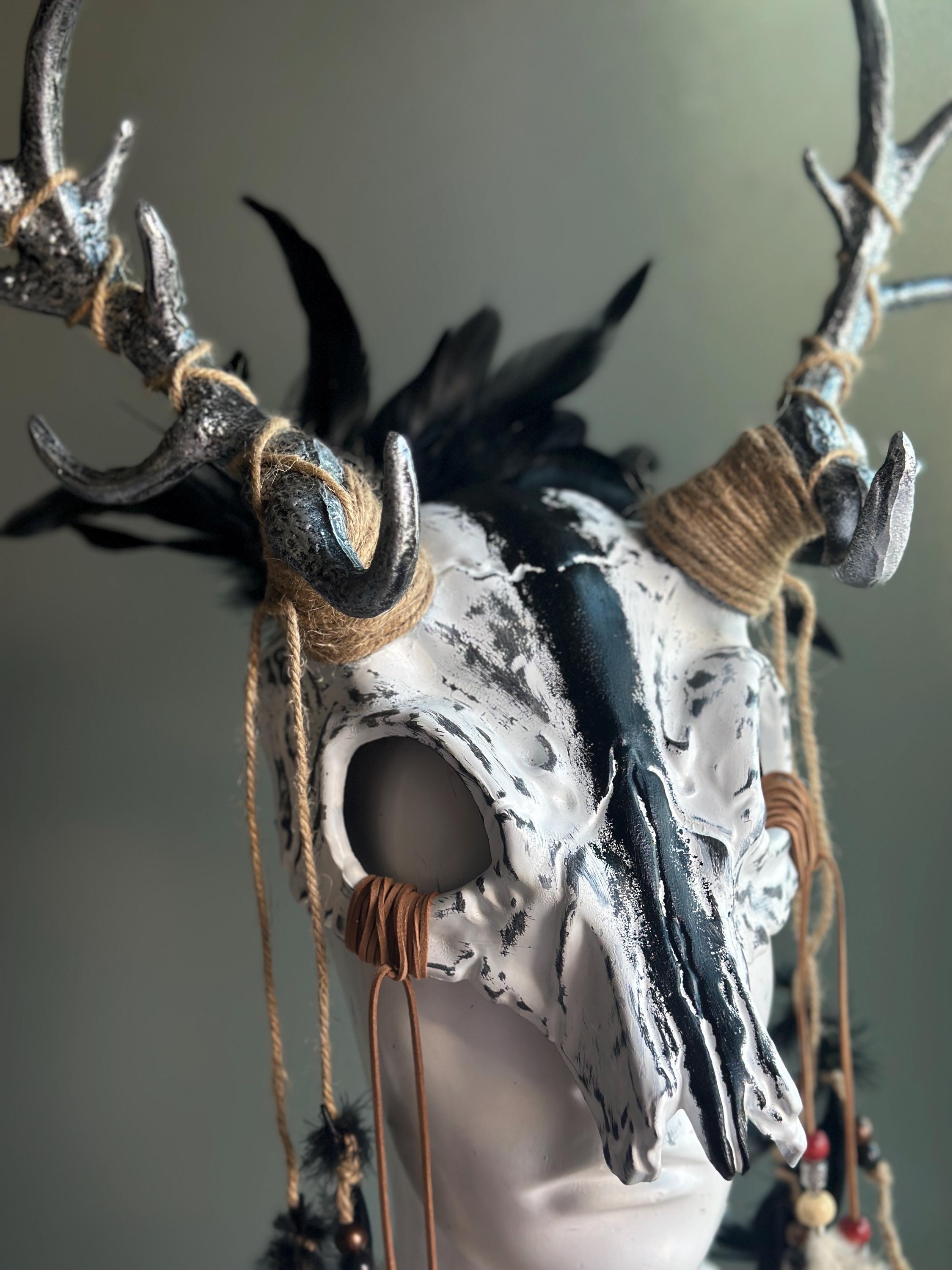 Wendigo Cosplay Skull Wendigo Costume Horn Headpiece Deer Antler