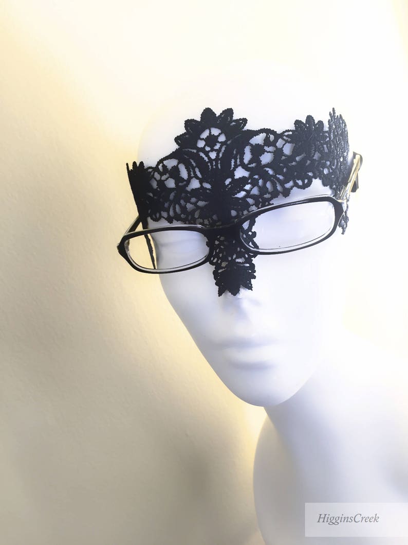 masquerade masks for eyeglass wearers, Lace masks for glass wearers, Open eye Venetian lace mask Custom color and rhinestones image 4